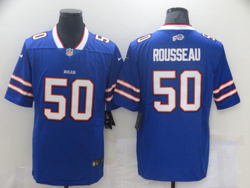 Men Buffalo Bills 50 Rousseau Blue Nike Vapor Untouchable Limited 2021 NFL Jersey